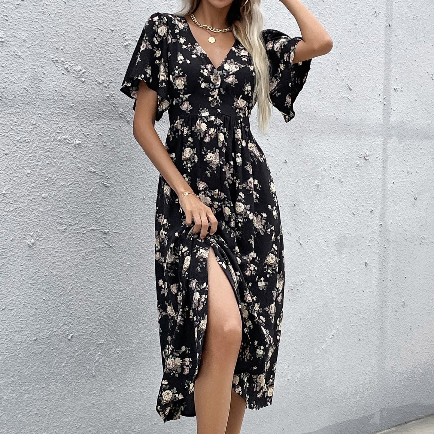 Lowena Floral Kimono Maxi Dress