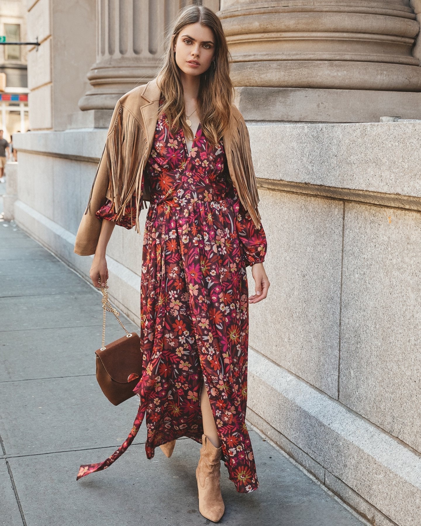 On Pace Floral Twist Front Maxi Dress