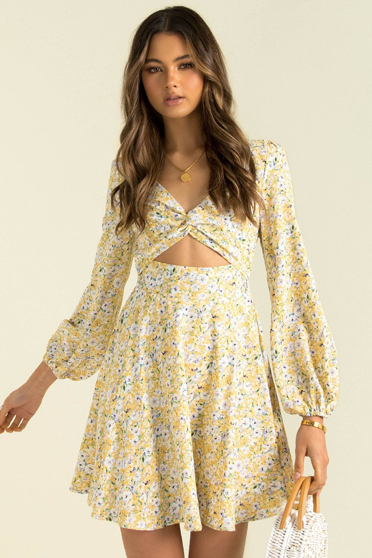 Lowri Floral Long Sleeve Cutout Maxi Dress