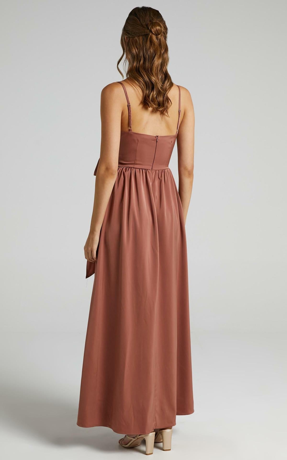 Limelight Satin High Low Maxi Dress - Mauve