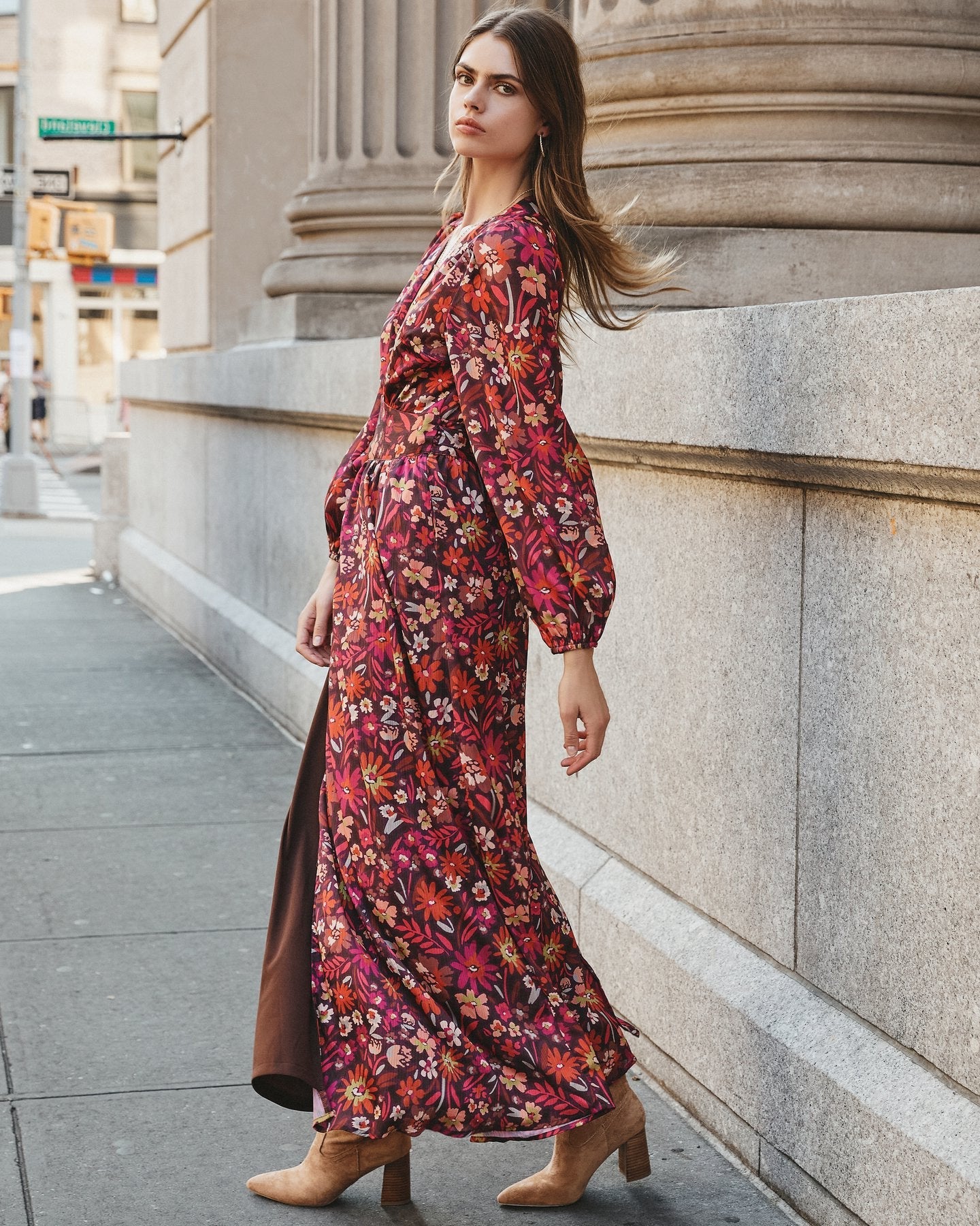 On Pace Floral Twist Front Maxi Dress