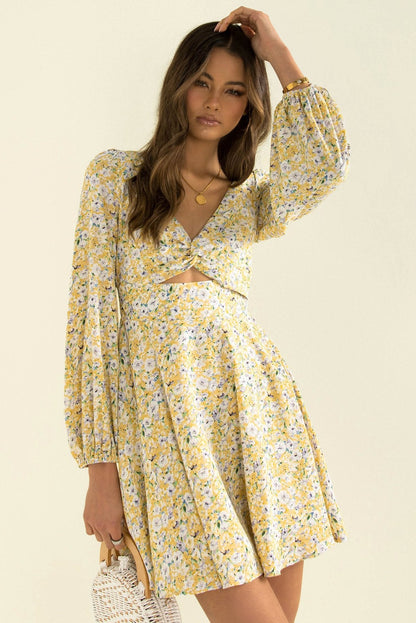 Lowri Floral Long Sleeve Cutout Maxi Dress