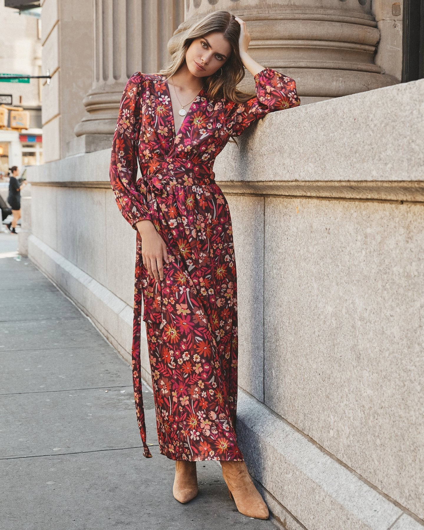 On Pace Floral Twist Front Maxi Dress