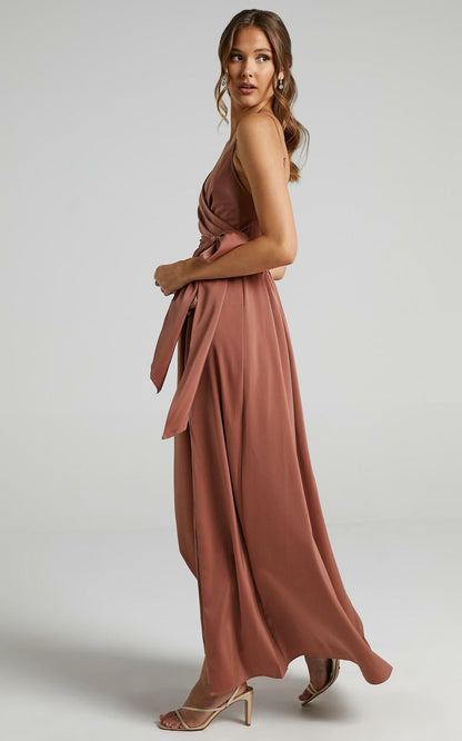 Limelight Satin High Low Maxi Dress - Mauve