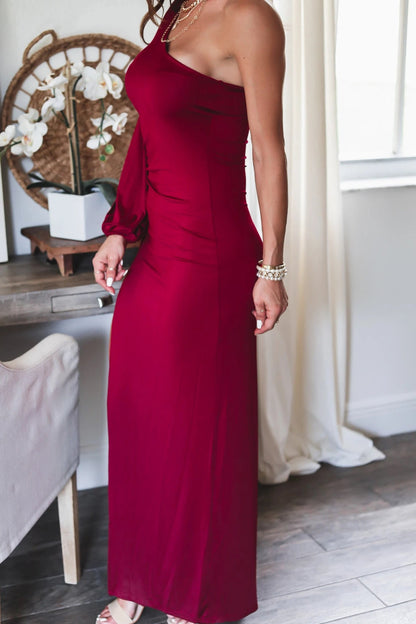 From The Source One Shoulder Maxi Dress - Fuchsia