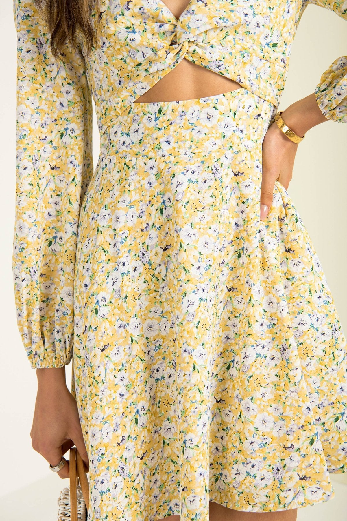 Lowri Floral Long Sleeve Cutout Maxi Dress