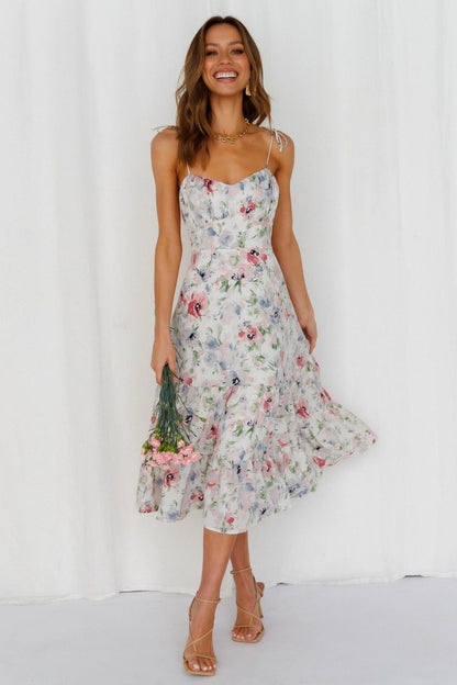 Hulda Floral Smocked Asymm Maxi Dress