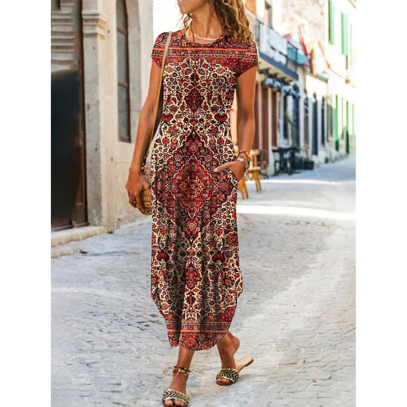 Little Miss Floral Pocketed High Low Tiered Maxi Dress