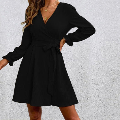 Sequel Bell Sleeve Tie Dress - Black