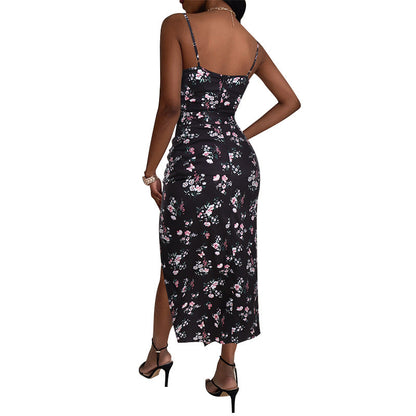 Farhan Floral Strapless Smocked Maxi Dress - Black