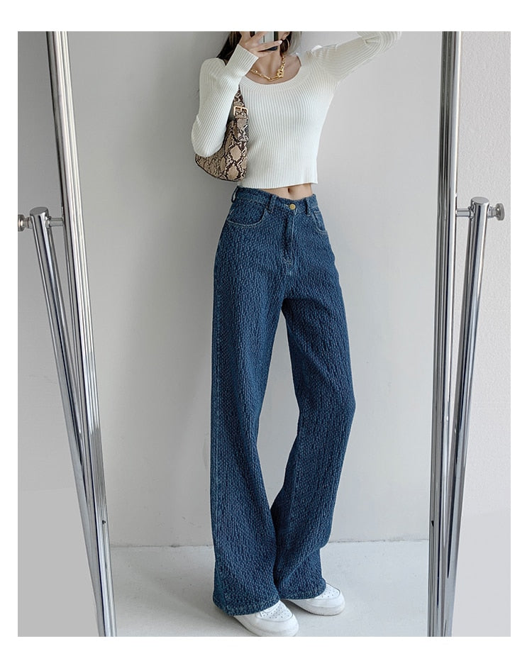 KittenAlarm - Women Jeans High Waist Casual Streetwear y2k Baggy Office Lady New Fashion Korean Denim Trousers Female Straight Wide Leg Pants