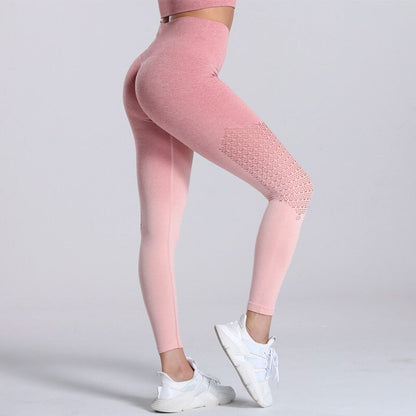 KittenAlarm - Mojoyce Gradient Yoga Pants Women Fitness Gym Leggings Sports High Waist Push Up Tights Workout Running Legging Hollow Pants