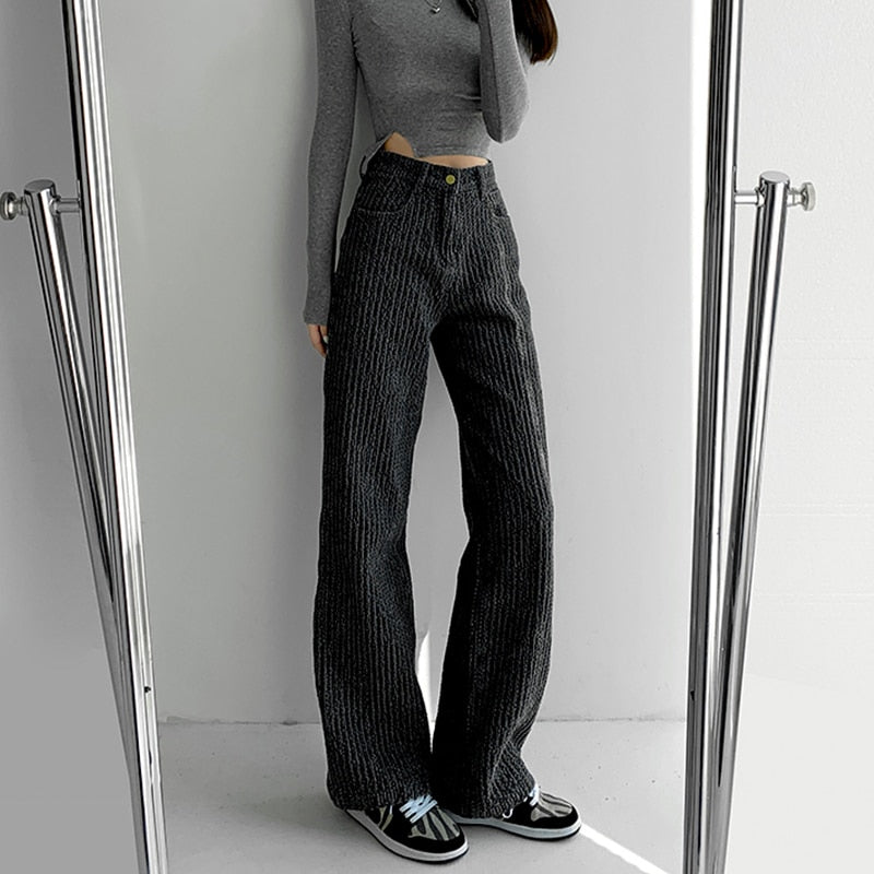 KittenAlarm - Women Jeans High Waist Casual Streetwear y2k Baggy Office Lady New Fashion Korean Denim Trousers Female Straight Wide Leg Pants