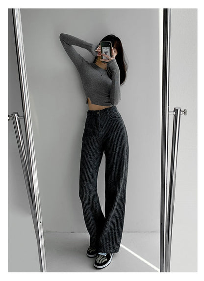 KittenAlarm - Women Jeans High Waist Casual Streetwear y2k Baggy Office Lady New Fashion Korean Denim Trousers Female Straight Wide Leg Pants