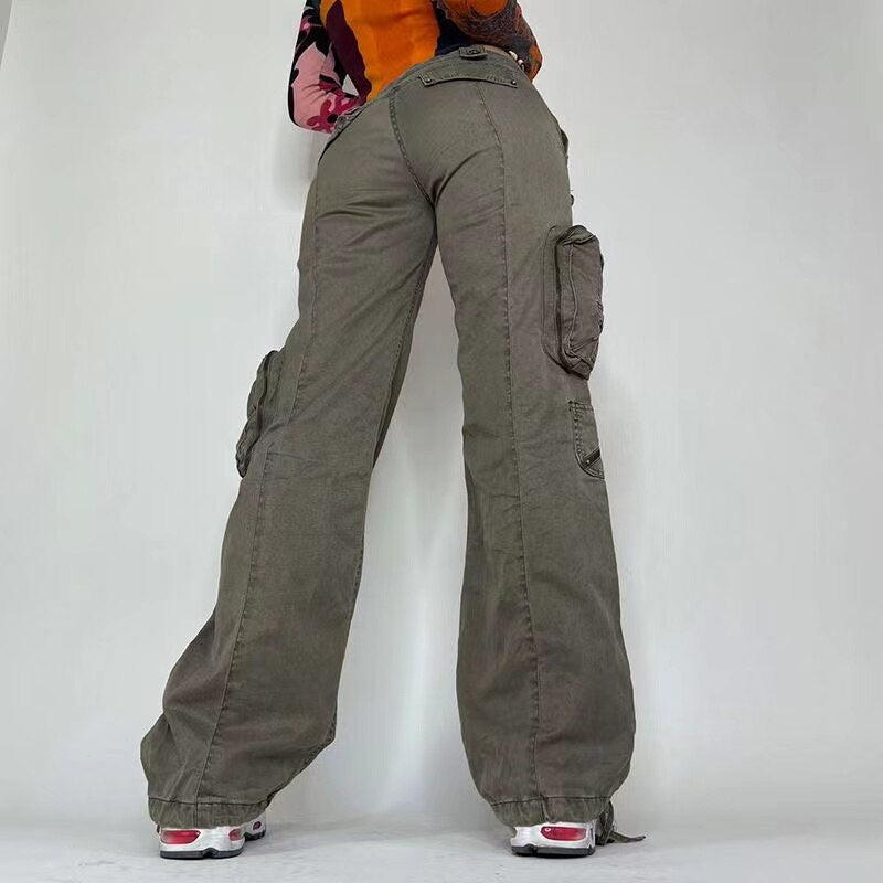 KittenAlarm - Mojoyce Tawnie Printed Baggy Y2K Jeans Women's Low Waist Jeans Autumn Winter Oversize Wide Leg Baggy Pants Casual Cargo Trousers