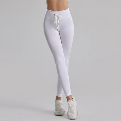 KittenAlarm - Mojoyce Ribbed Yoga Pants Women Seamless Push Up Sport Leggings Fitness Pants Tights Gym Workout Drawstring Scrunch  Legging