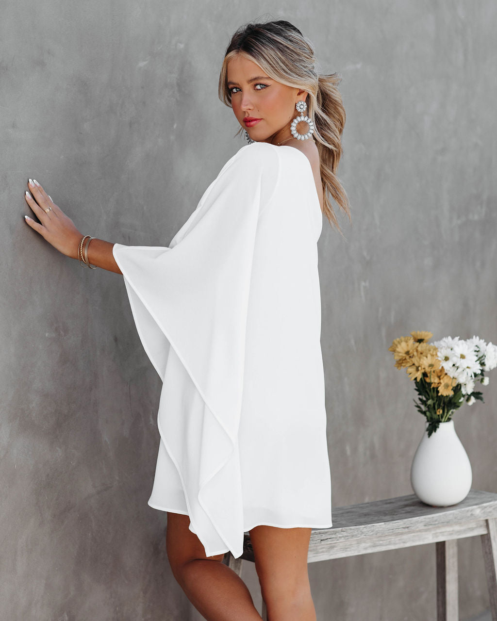 Side To Side One Shoulder Statement Dress - White