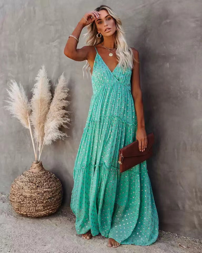 Odessa Metallic Detailed Maxi Dress - Teal