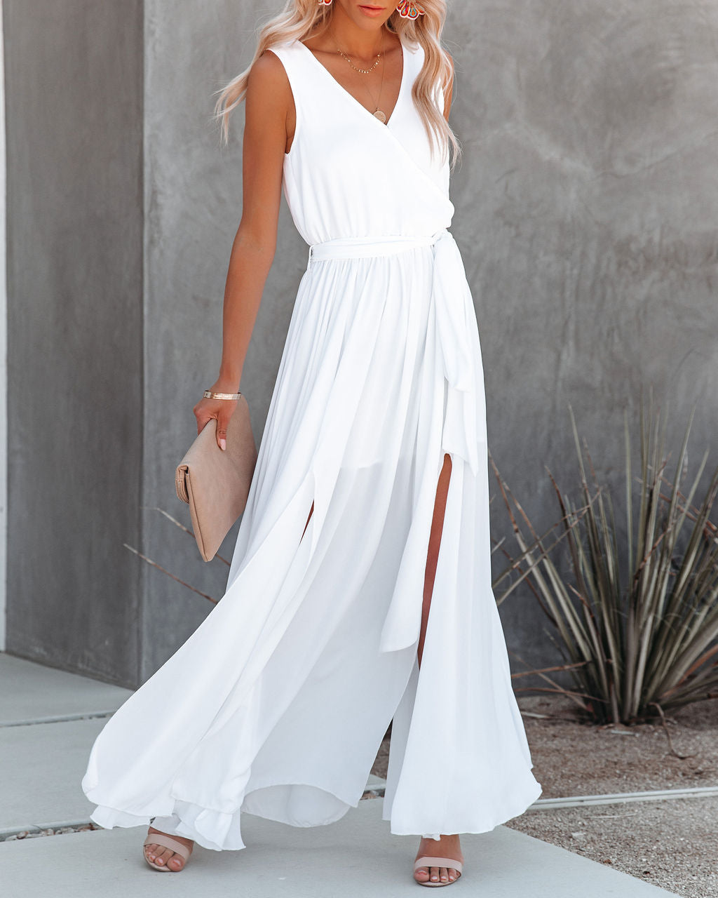 Diana Sleeveless Maxi Dress - Off White