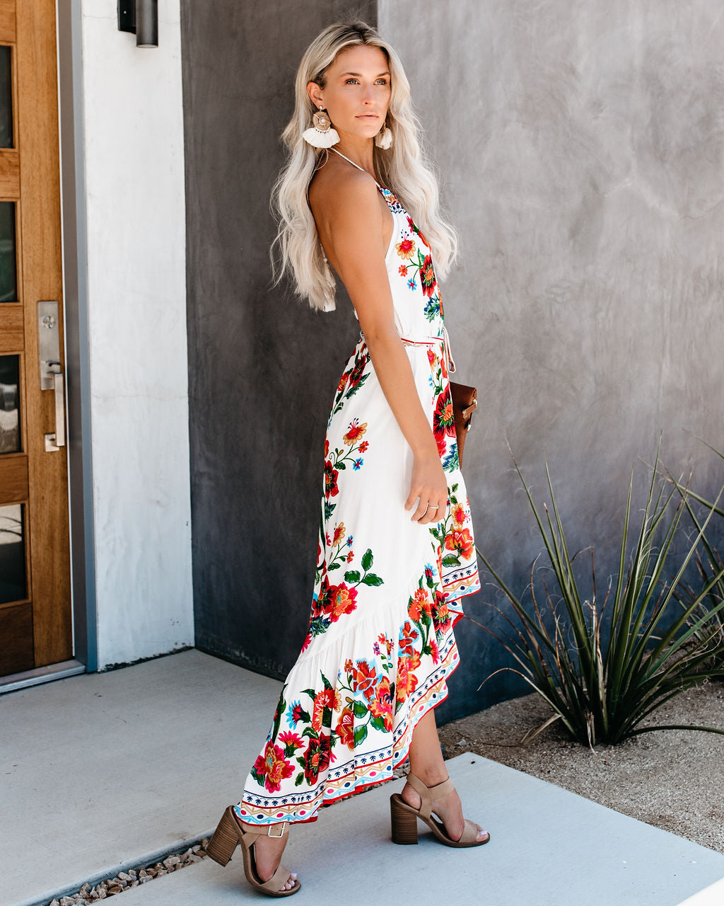 Granada Floral High Low Halter Dress