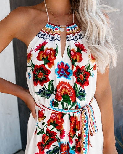 Granada Floral High Low Halter Dress