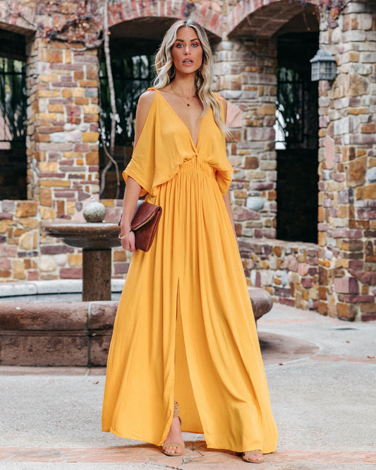 Korrine Cold Shoulder Maxi Dress - Marigold