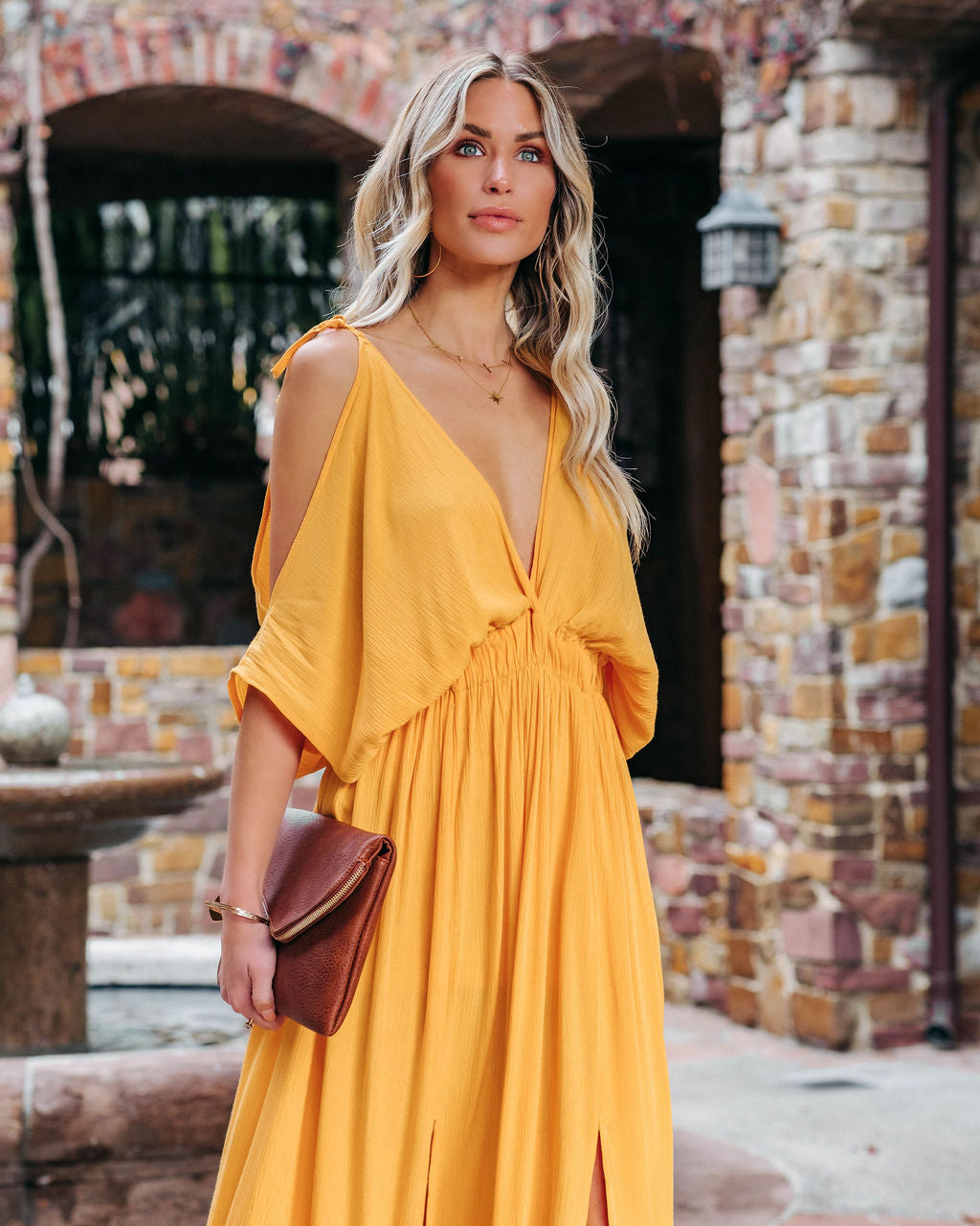 Korrine Cold Shoulder Maxi Dress - Marigold