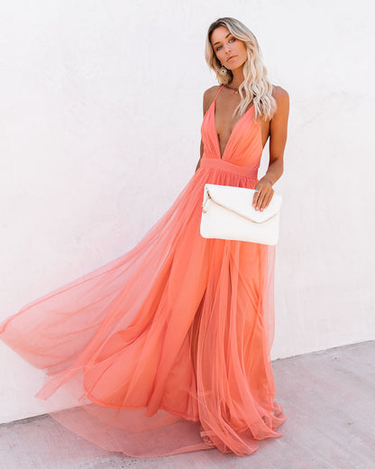 KittenAlarm - Petal Dust Maxi Dress - Apricot