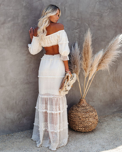 KittenAlarm - Porsha Off The Shoulder Tiered Cutout Maxi Dress