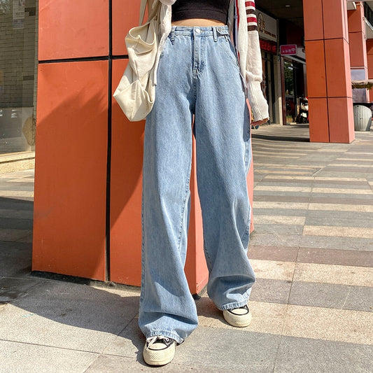 KittenAlarm - Woman Jeans High Waist Clothes Wide Leg Denim Clothing Blue Streetwear Vintage Quality Fashion Harajuku Straight Pants