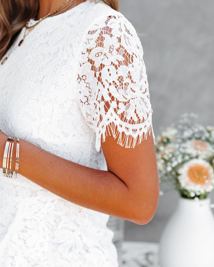What Love Is Lace Ruffle Dress