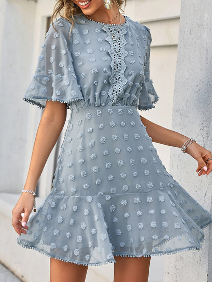 Jacquard Polka Dot Lace Fringed Dress Ins Street