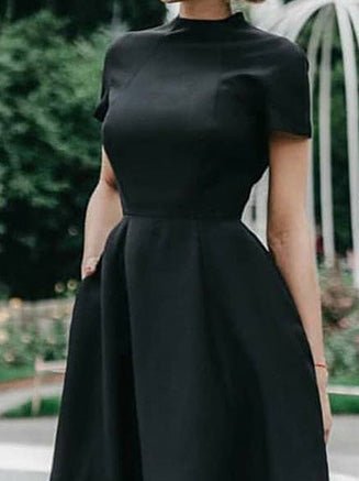 Round Neck Short Sleeve Slim Dress